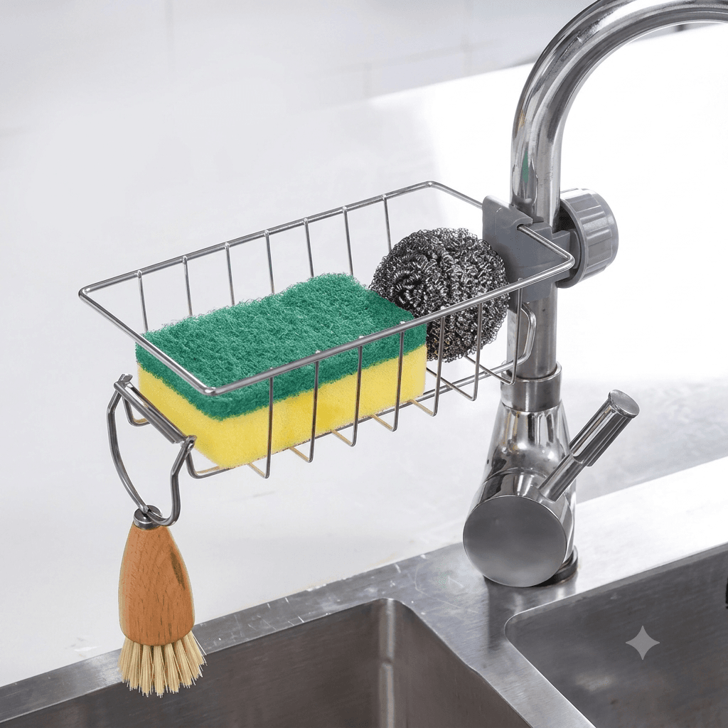 Stainless Steel Adjustable Multifunctional Over Kitchen Sink Caddy