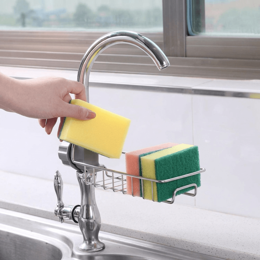 Stainless Steel Adjustable Multifunctional Over Kitchen Sink Caddy